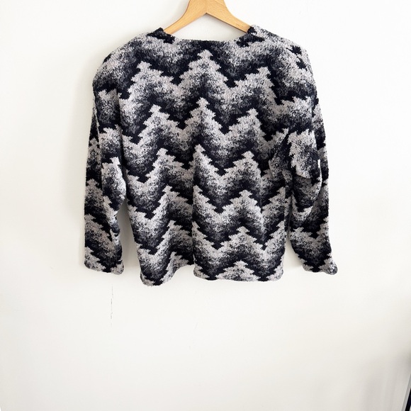 Vintage 90s Talbots linen cotton chevron chunky knit cardigan sweater sz medium - Picture 4 of 6
